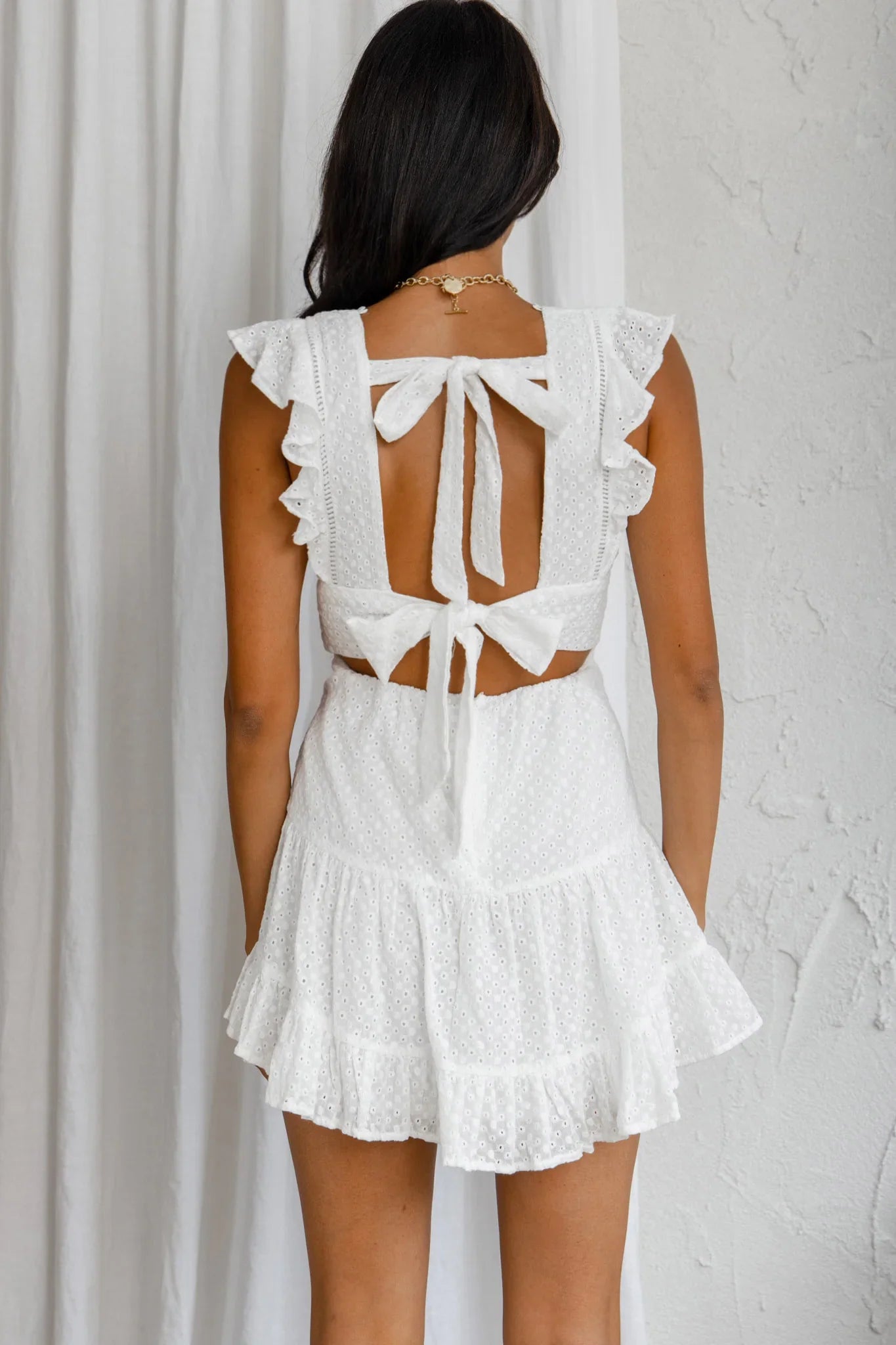 Sunshine Days Double Bow Back Dress White
