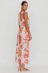 Thetis Leaf And Shell Maxi Slip Dress Pink