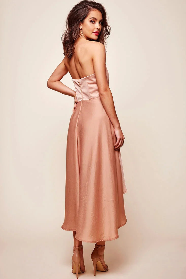 Mia Strapless A-Line Midi Dress Mocha