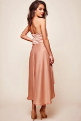 Mia Strapless A-Line Midi Dress Mocha