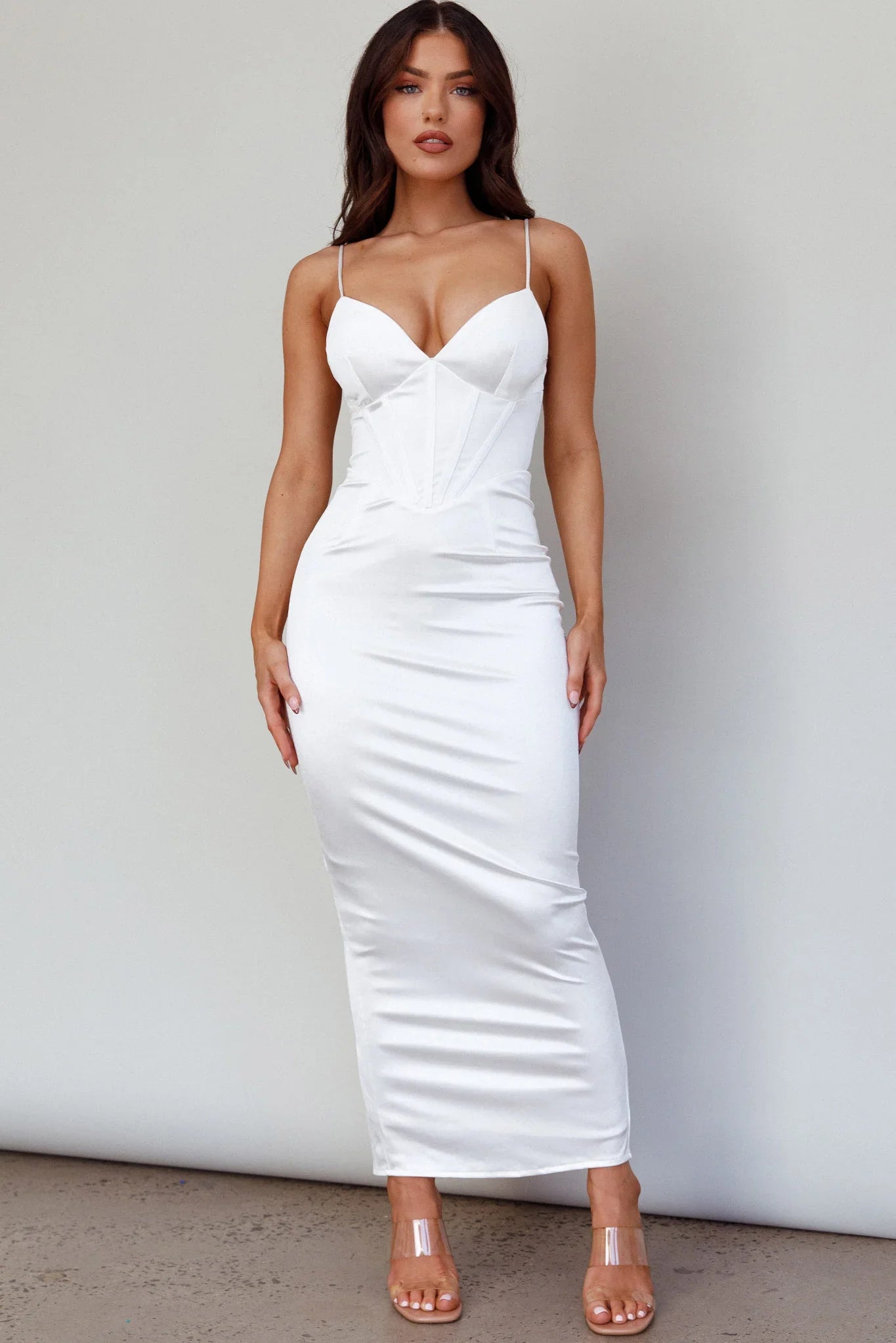 Seraya Lace-Up Back Dress White