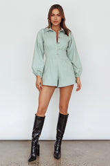 Zurich Pleated Waist Romper Sage