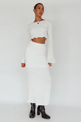 Treasures Textured Midi Skirt White