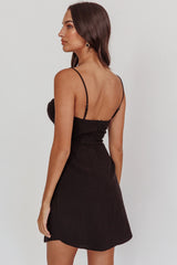 Devoted Structured Detail Bust Cami Strap Dress Black